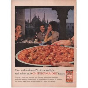 Chef Boy Ar Dee Ravioli Magazine Advertisement Vintage Canned Food Venice 1958